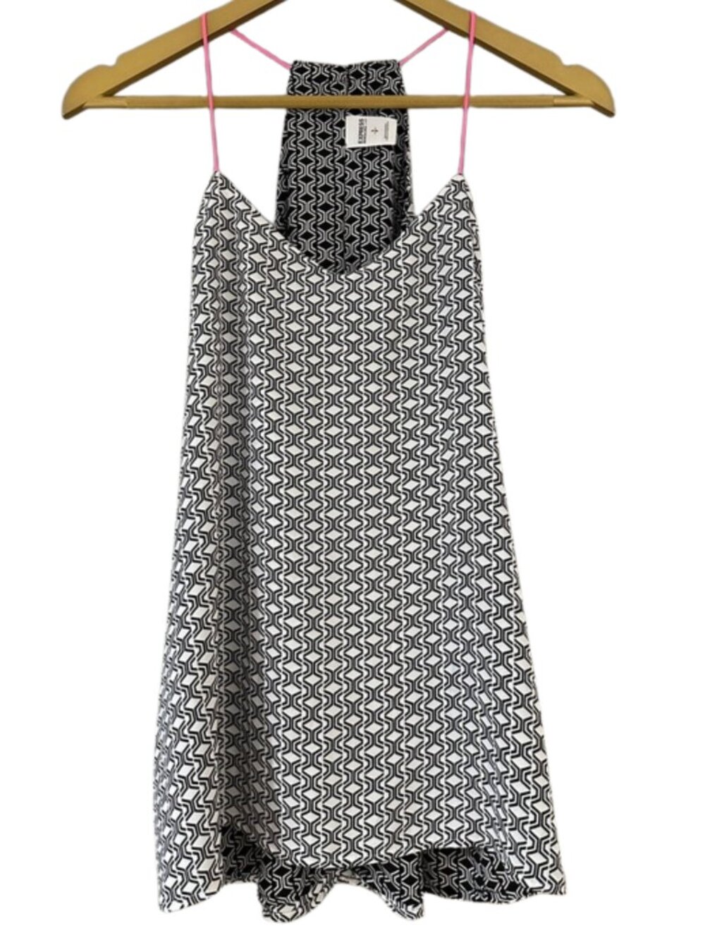 Express Reversible Halter Top Black White Geometric Pink Straps Sleeveless